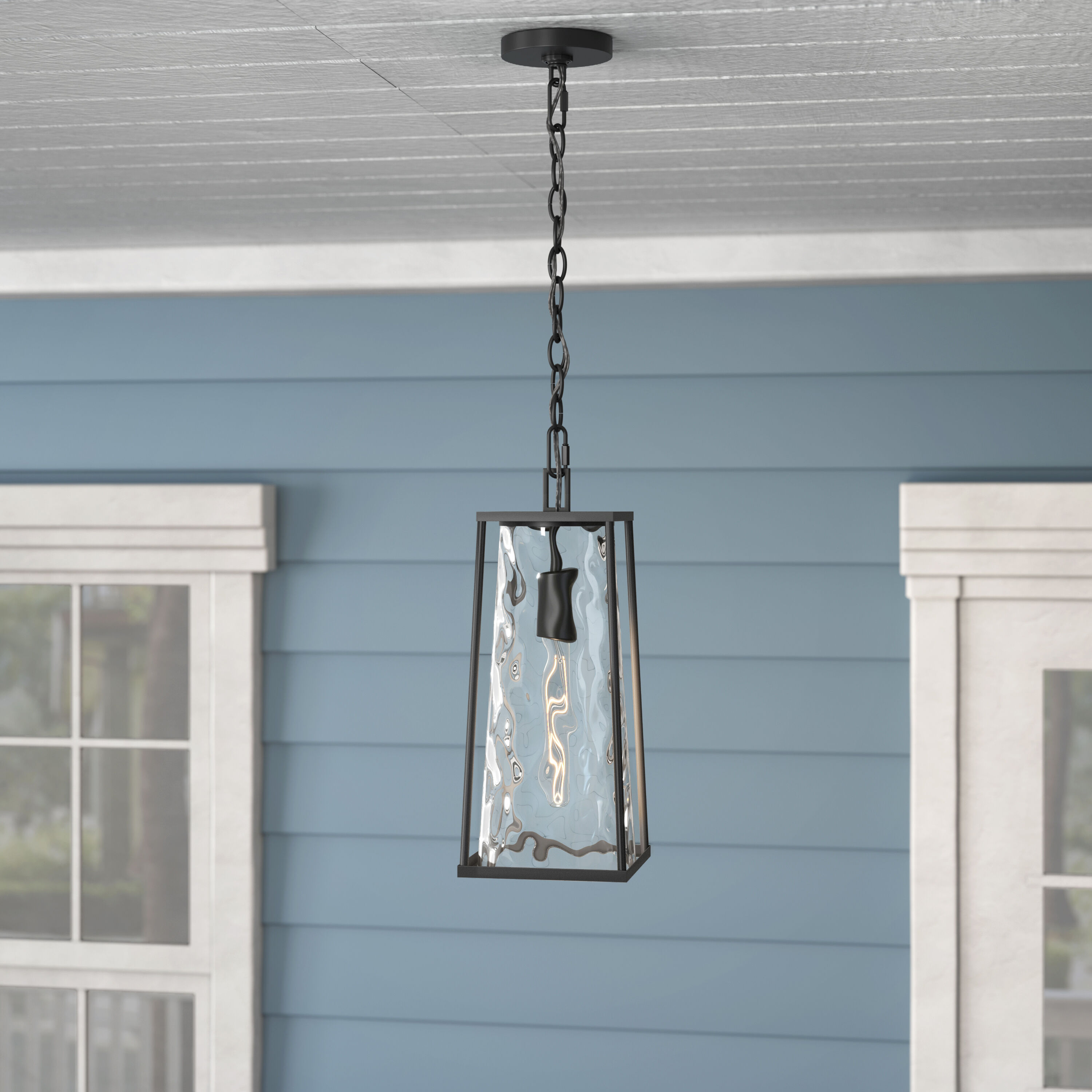 Dutton 1 Light 7.5 inch Powder Coated Black Outdoor Hanging Lantern